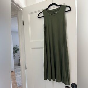Time and Tru Olive Green Sleeveless Midi Swing Dress